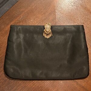 Vintage Davids Elegant Black Clutch with Gold Accent